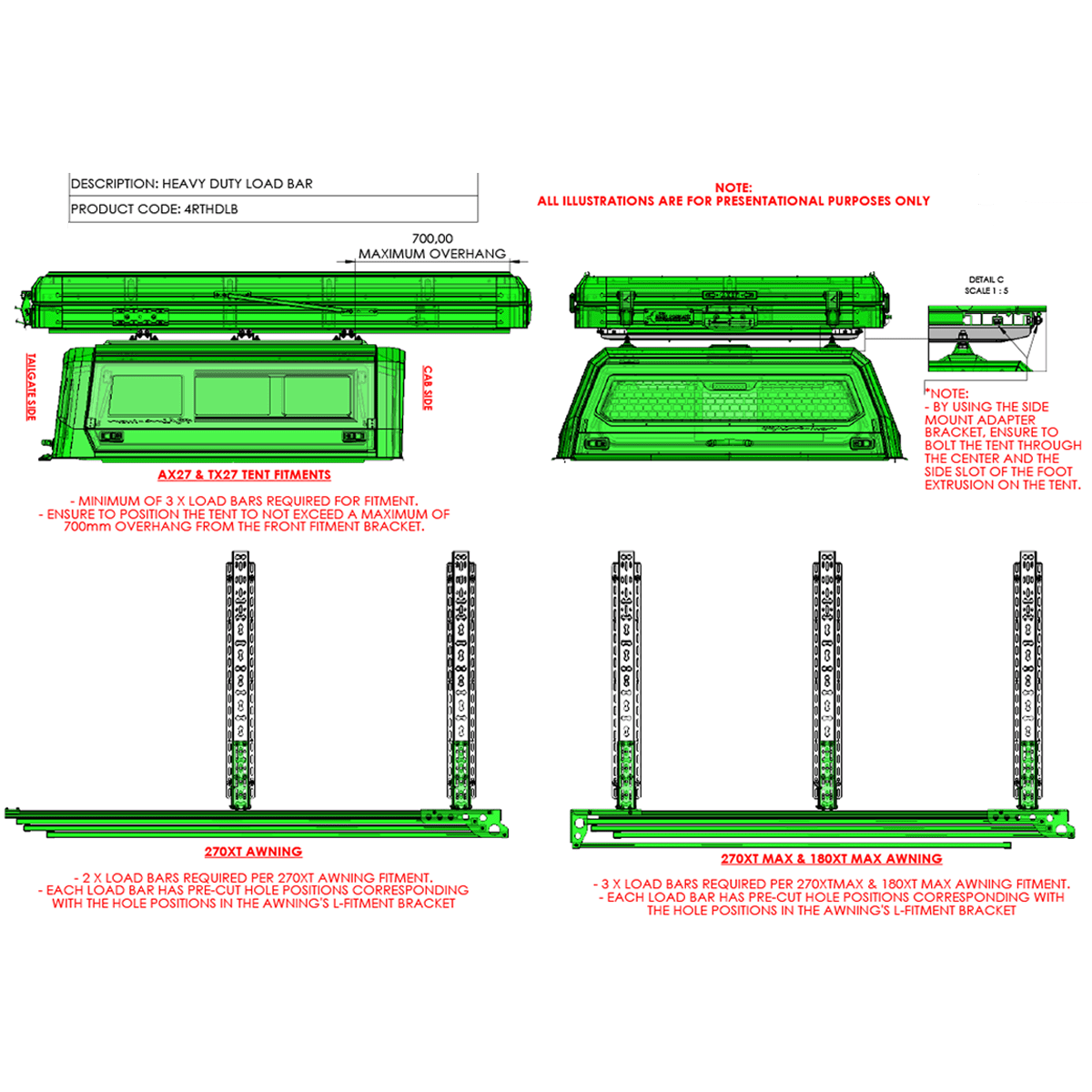 Heavy Duty Load Bar - 4RTHDLB - CapRax