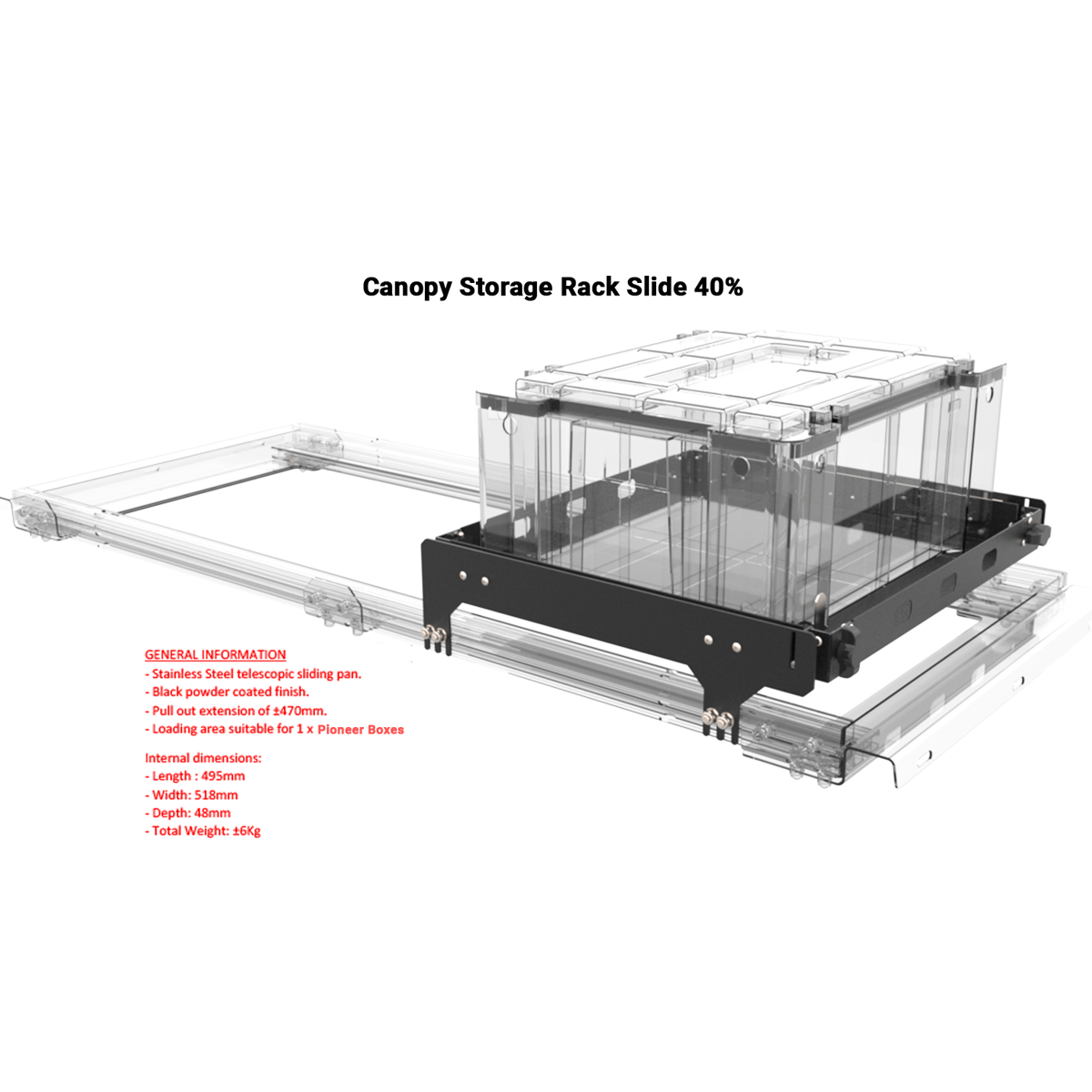 Pull Out Slides For Canopy Storage Rack - RHABRXPT40S - CapRax