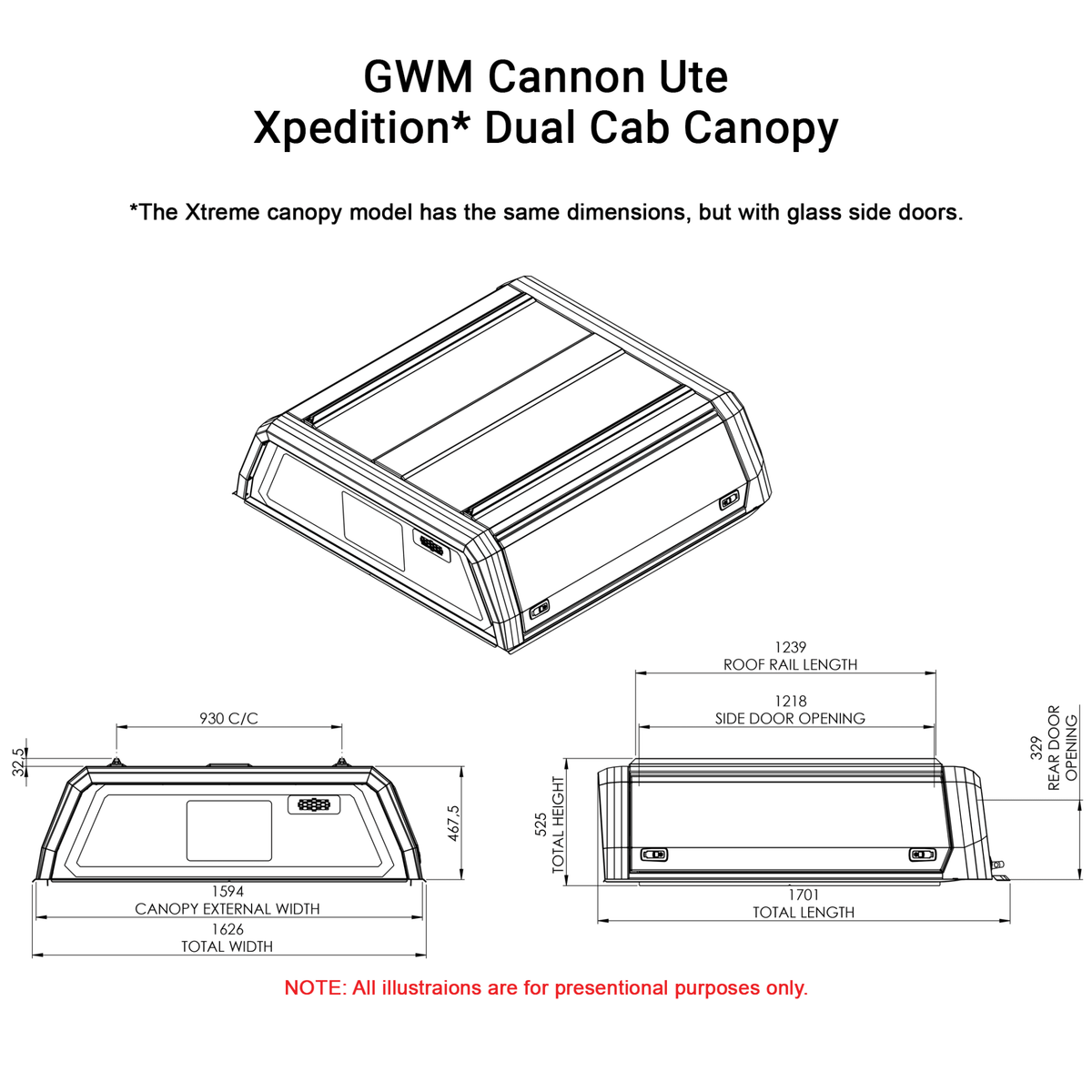 GWM Cannon 2020–2025 Dual Cab Xpedition Canopy - GWMPDXPB - CapRax