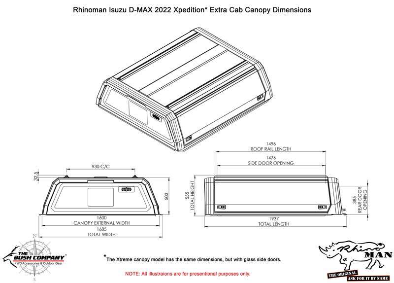 Isuzu D - Max Space Cab 2021+ Xpedition CapRax Canopy by Rhinoman - ISUZEXPWBD - CapRax