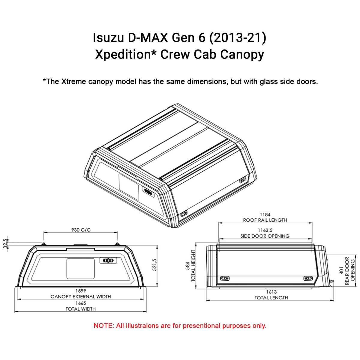 Isuzu D-Max 2013–2021 Dual Cab Xpedition Canopy - ISUZ21DXPB - CapRax