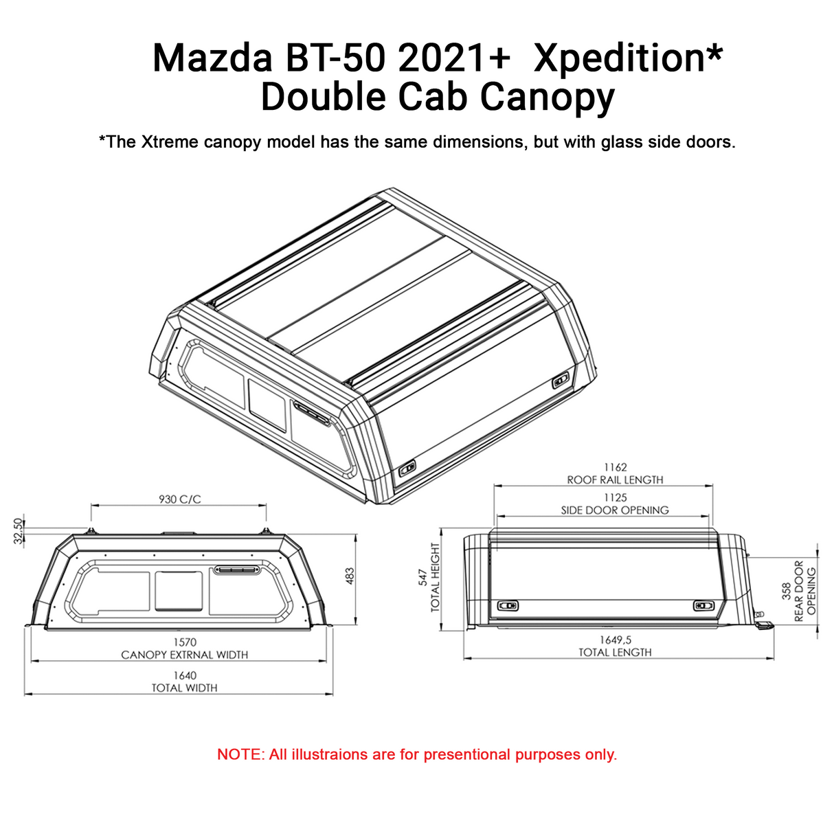 Mazda BT-50 2021+ Dual Cab Xpedition CapRax Canopy by Rhinoman