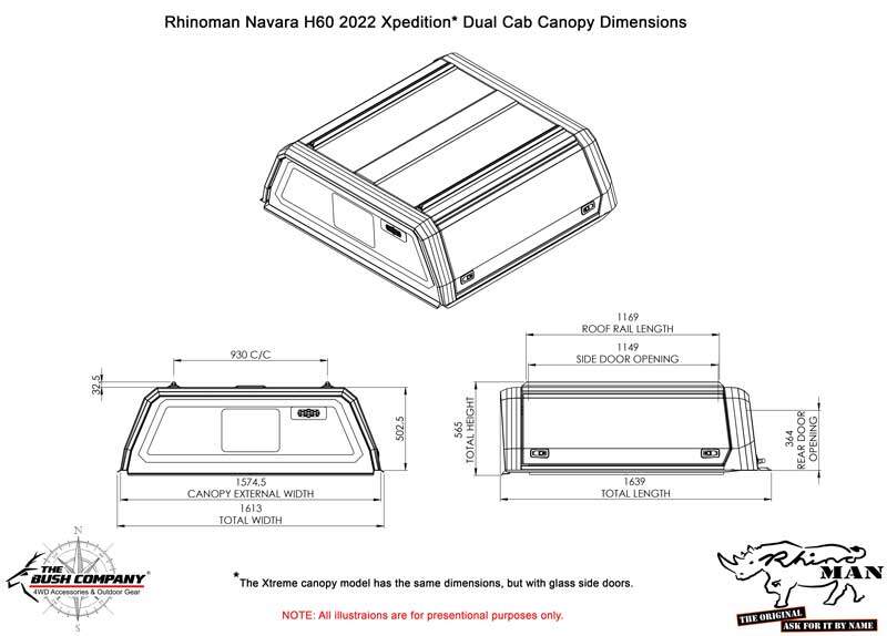 Nissan Navara NP300 2021+ Dual Cab Xtreme CapRax Canopy by Rhinoman - NN60DXTW - CapRax