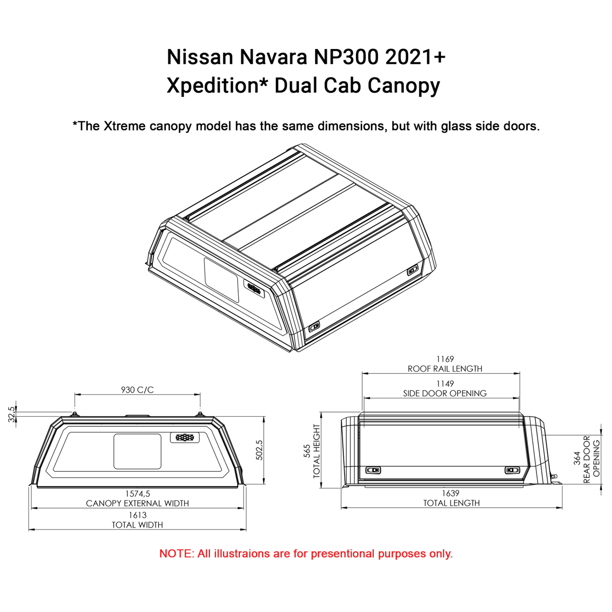 Nissan Navara NP300 2021+ Dual Cab Xtreme Canopy - NN60DXTB - CapRax