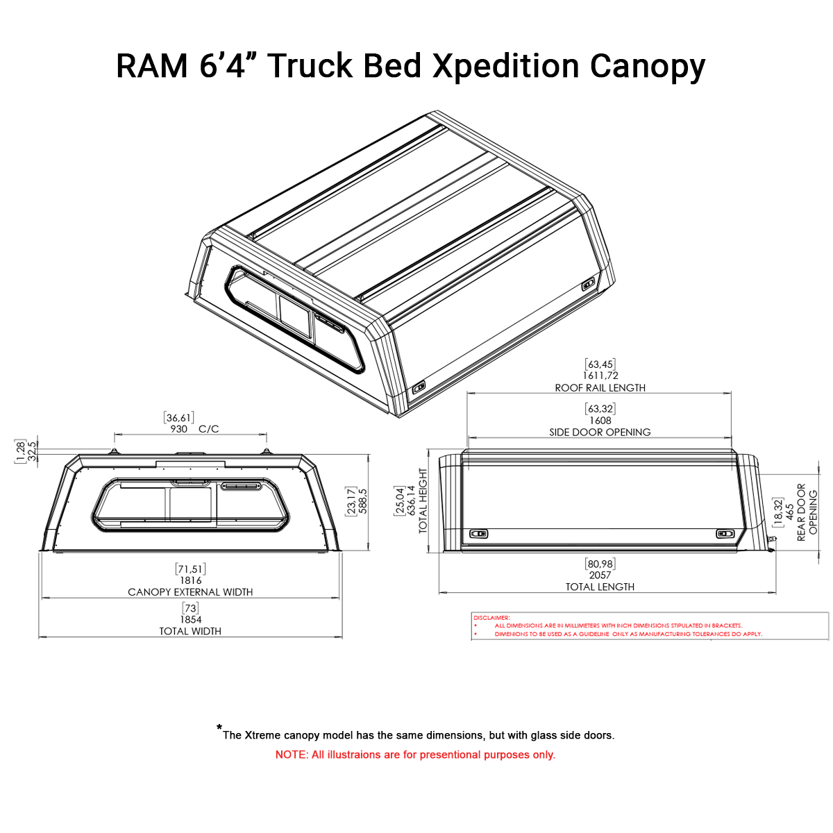 RAM 6'4" Truck Bed Xpedition CapRax Canopy by Rhinoman - DRAMXPB65 - CapRax