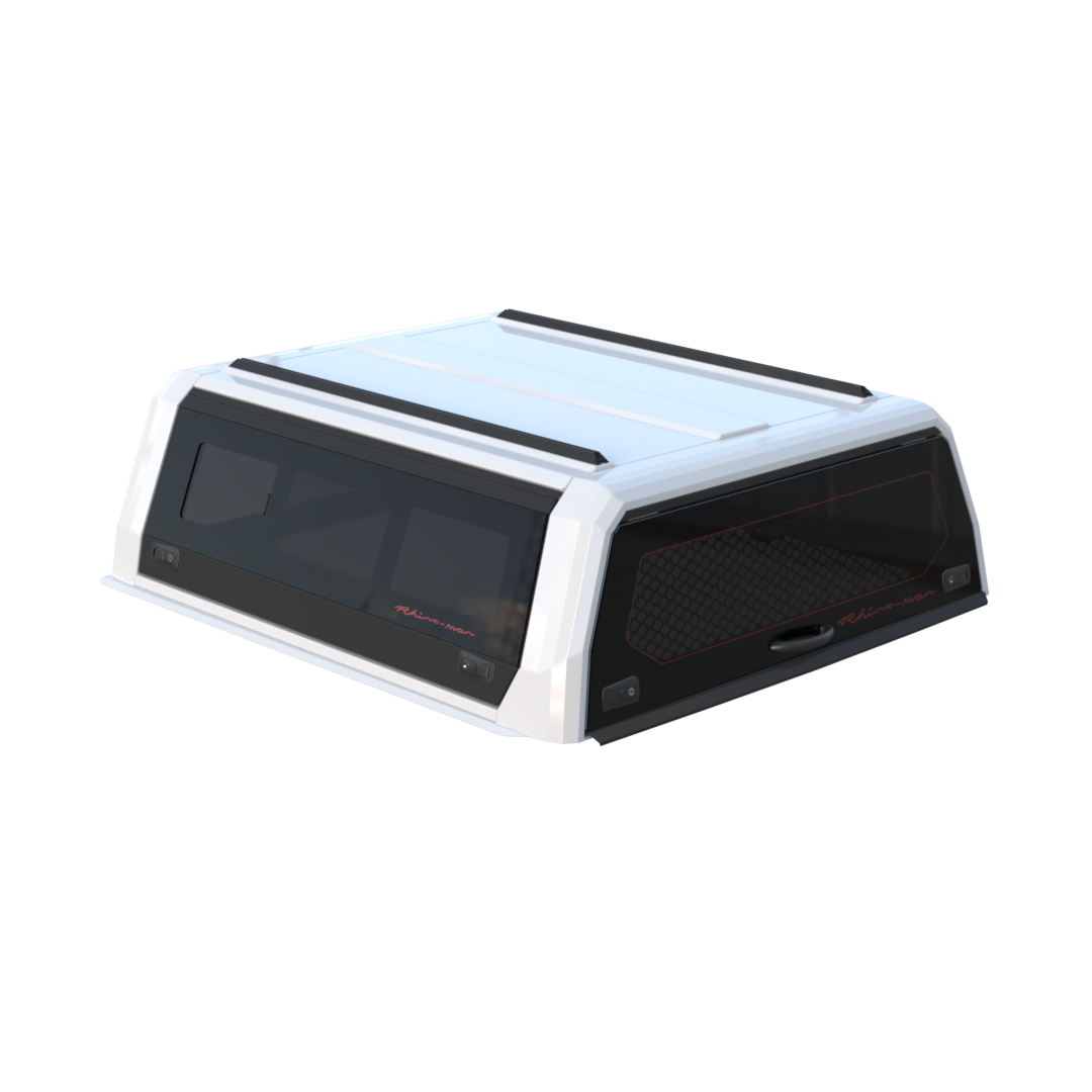 White Xtreme canopy with black-tinted glass doors, all doors closed