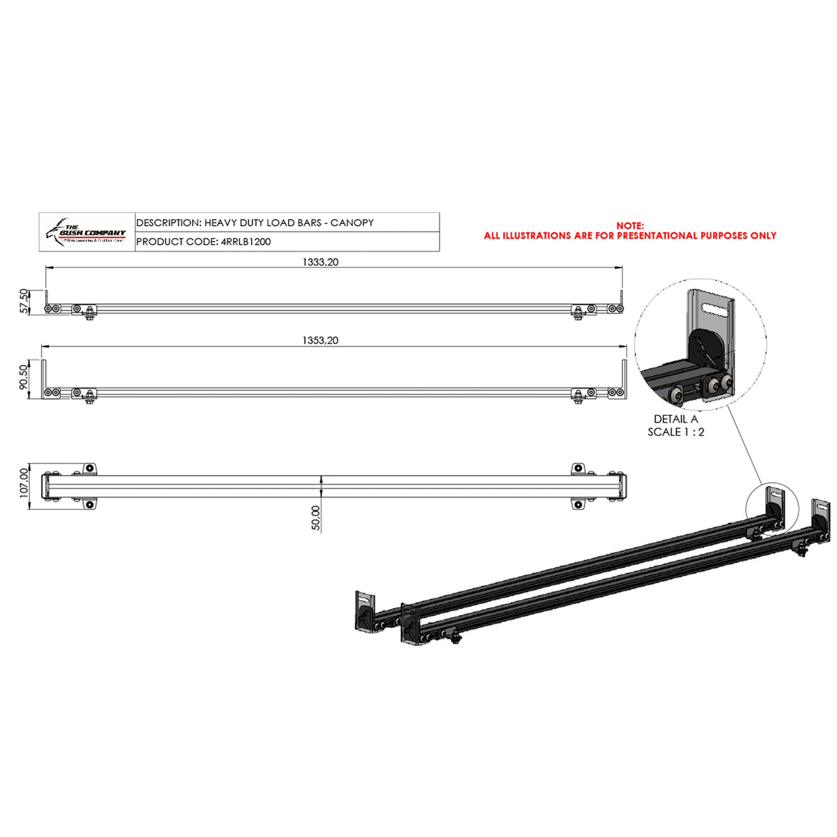 Load Bar Set 1200mm - 4RRLB1200 - CapRax