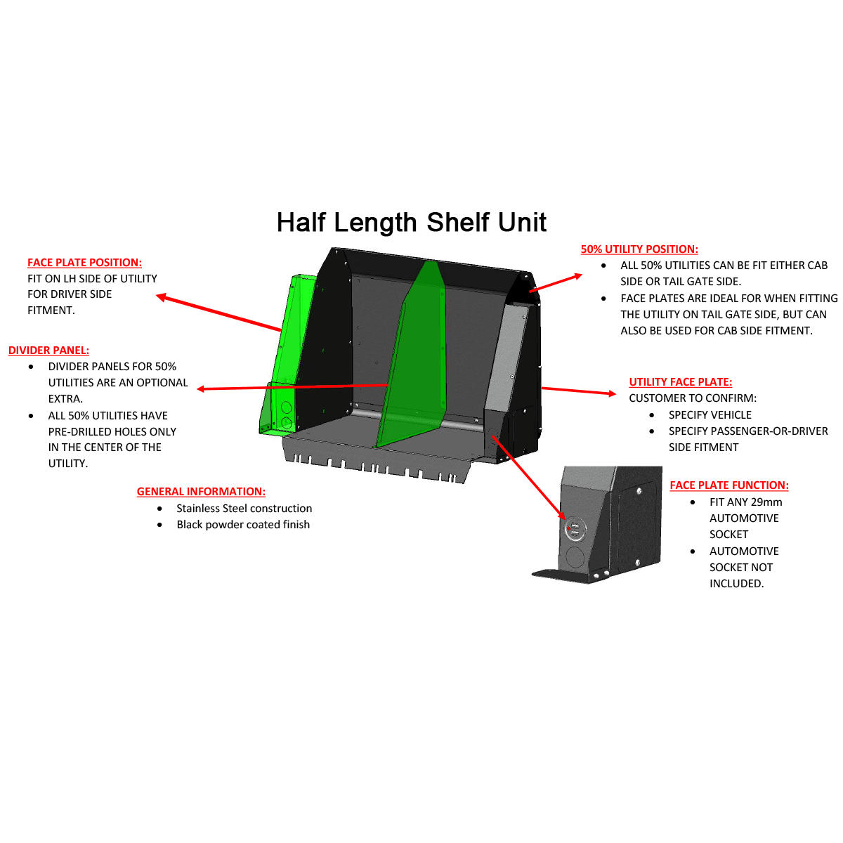 Utility Half Shelf - F15055UTHR - CapRax