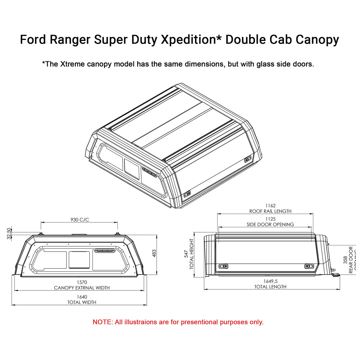 Ford Ranger Super Duty Dual Cab Xtreme Canopy - FORSDDXTB - CapRax
