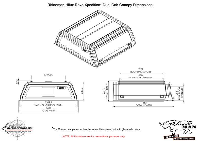 Toyota Hilux 2015-on Dual Cab Xpedition CapRax Canopy by Rhinoman