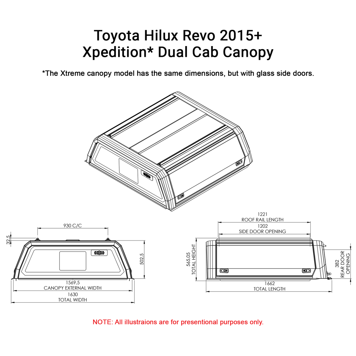Toyota Hilux 2015 - on Dual Cab Xtreme CapRax Canopy by Rhinoman - THSR5DXTW - CapRax