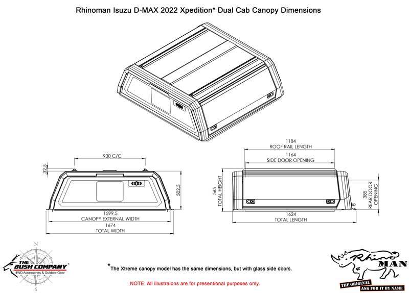 Isuzu D-Max 2021+ Dual Cab Xtreme CapRax Canopy by Rhinoman