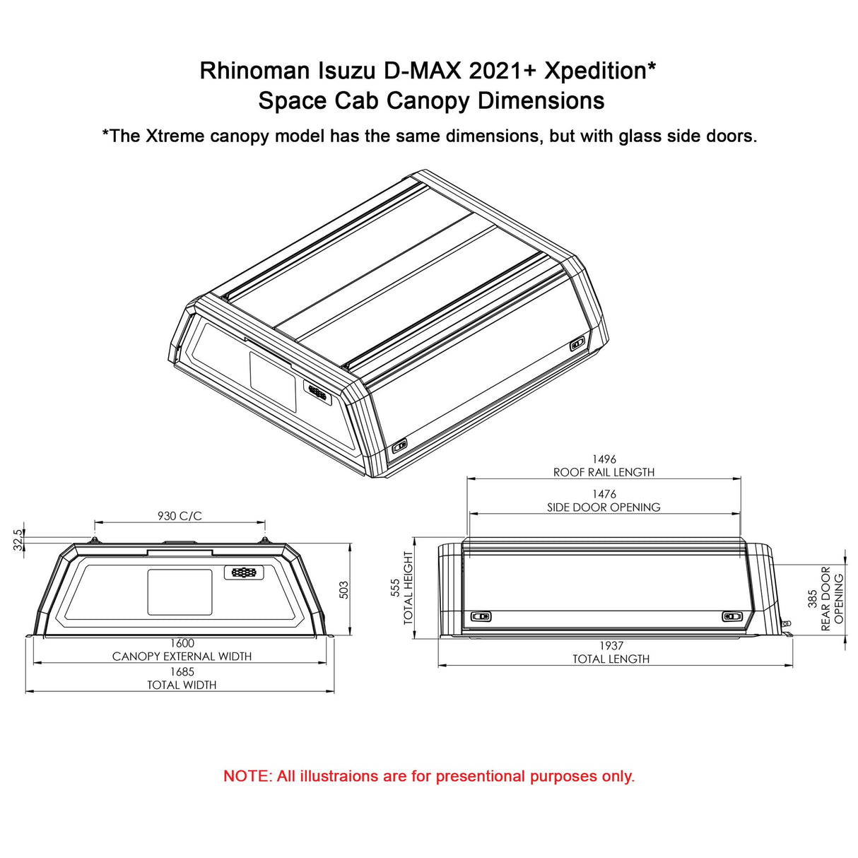 Isuzu D - Max Space Cab 2021+ Xpedition CapRax Canopy by Rhinoman - ISUZEXPWBD - CapRax