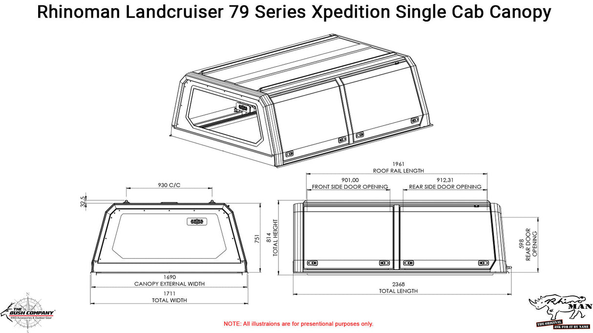 Landcruiser 70 Series Single Cab Xpedition CapRax Canopy by Rhinoman
