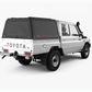 LandCruiser 70 Series dual cab fitted with a black CapRax Xpedition canopy