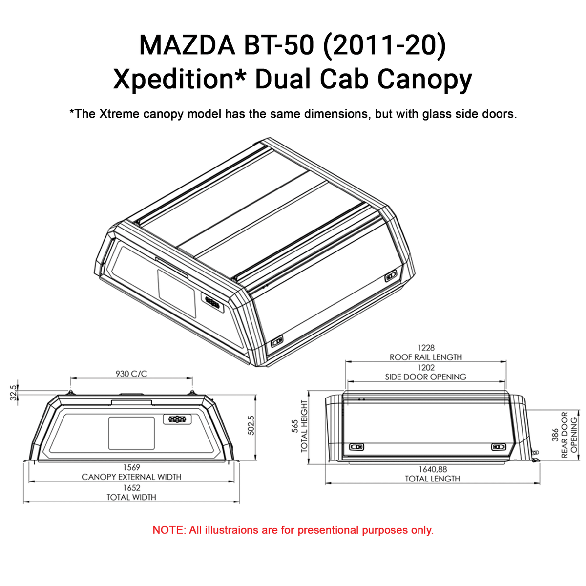 Mazda BT-50 2011–2020 Dual Cab Xpedition Canopy - FORADXPB-MAZ - CapRax