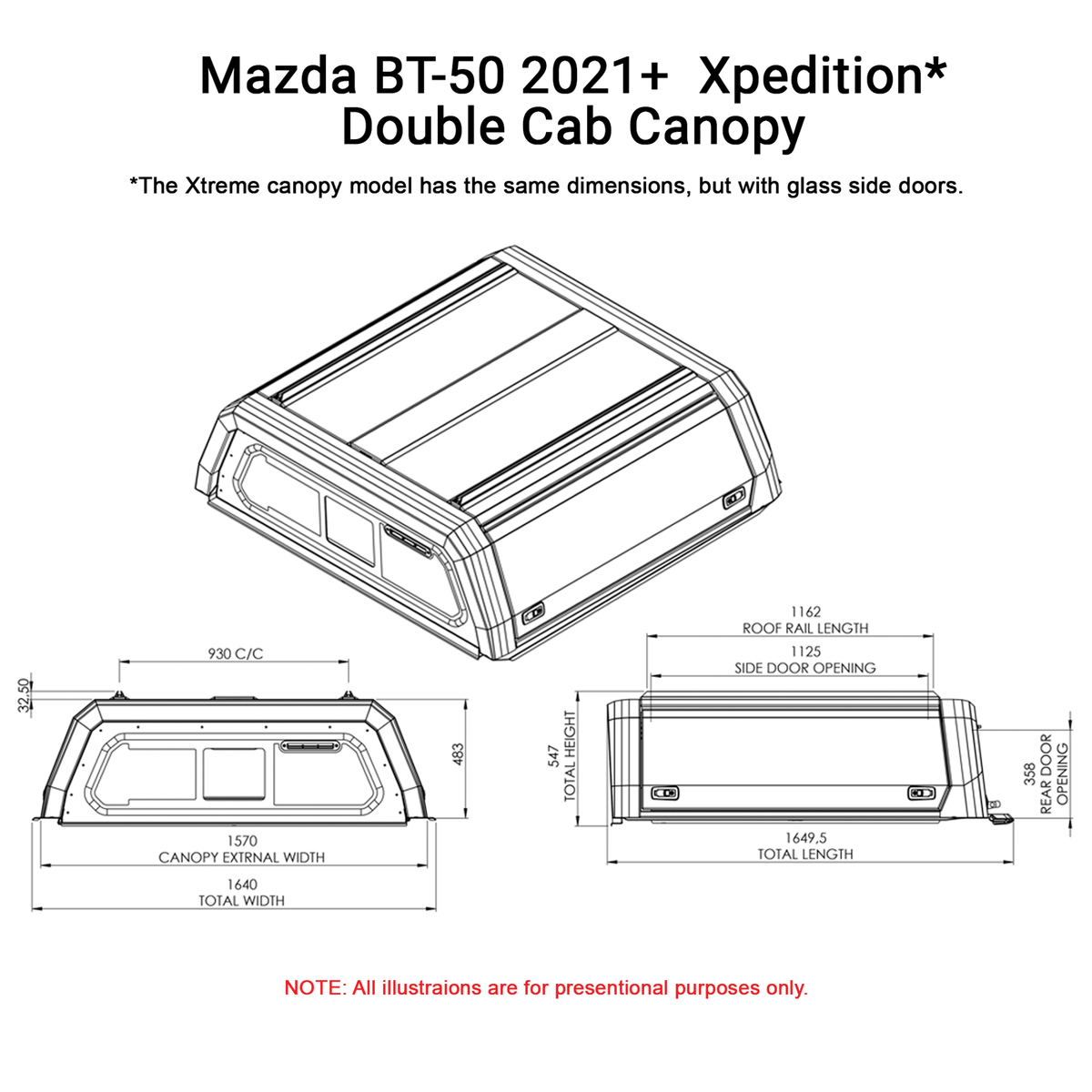 Mazda BT-50 2021+ Dual Cab Xtreme Canopy - ISUZDXTB-MAZ - CapRax