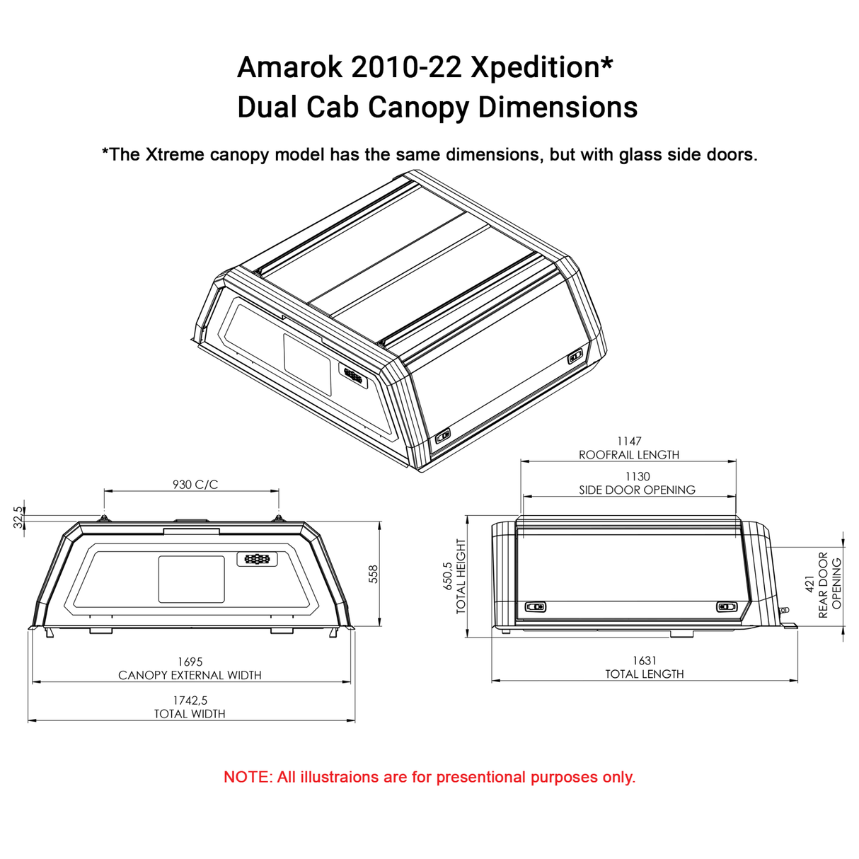VW Amarok Double Cab 2010 - 22 Xpedition CapRax Canopy by Rhinoman - VWAMDXPWBD - CapRax
