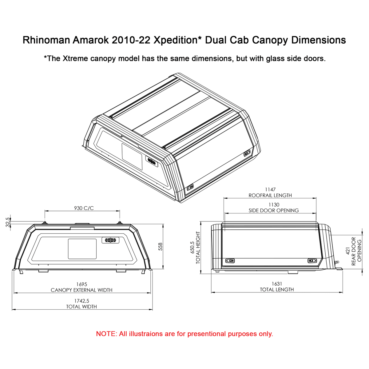 VW Amarok 2010–2022 Dual Cab Xpedition Canopy - VWAMDXPB - CapRax